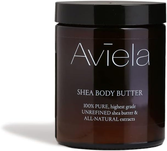 Aviela Ultimate Shea Body Butter Deep Hydration, Quick Absorption | 100% Pure Unrefined African Shea Butter | Vegan, Ethical, And Kind To The Planet | 180Ml
