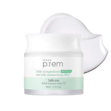 Make P:Rem Safe Me. Relief Moisture Cream 12, Clinically Proven 48-Hour Hydration, Minimal Ingredients, Ewg Green, Korean Skin Care, 2.70 Fl. Oz., 80Ml
