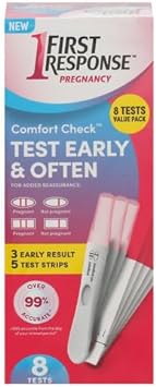 First Response Comfort Check Pregnancy Test, 8 Count, Pink & White