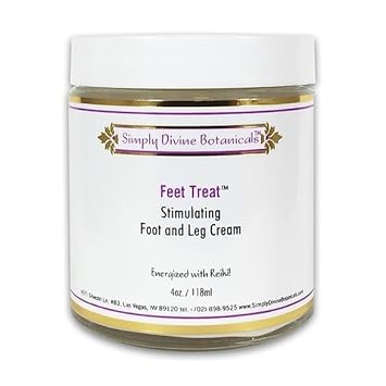 Simply Divine Feet Treat Cream - Cooling And Stimulating Relief For Swollen Feet, Hands & Headaches - Organic Aloe, Peppermint & Spikenard, 4 Oz