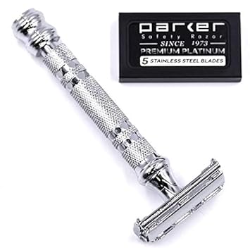 Parker 66R Long Handle Butterfly Safety Razor β Twist-To-Open Brass Frame With Textured Graphite Finish For Close, Comfortable Shaves : Beauty & Personal Care