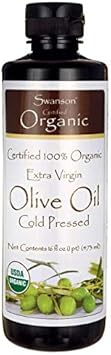 Swanson Certified 100% Organic Extra Virgin Olive Oil Cold Pressed 16 Fl Ounce (1 Pt) (473 Ml) Liquid