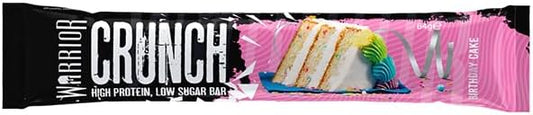 Warrior Crunch - High Protein Bars - 20G Protein Each Bar - Low Carb, Low Sugar Snack - 12 Pack X 64G (Birthday Cake)