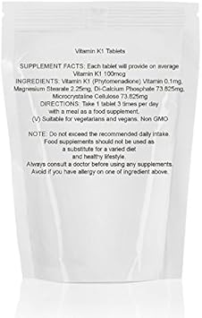 Vitamin K1 100mcg Phytomenadione Sample Pack 7 Vegetarian Tablets Pills Health Food Supplements Nutrition HEALTHY MOOD :Health & Personal Care