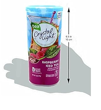 Crystal Light Raspberry Tea, Made With Black Tea, (12-Quart) 1.6-Ounce Canisters (Pack Of 6)