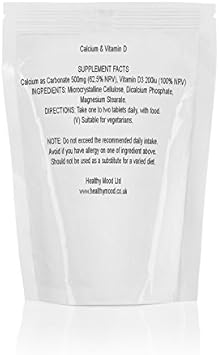 Calcium 500mg Plus Vitamin D3 200mg Vitamins Health Food Supplement 30 Tablets Pills Strong Bones Teeth Nutrition Supplements HEALTHY MOOD :Health & Personal Care