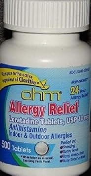 Loratadine Usp 10 Mg Antihistamine Allergy Relief Tablets By Ohm - 500 Ea : Health & Household