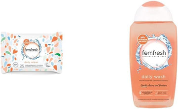 Femfresh Intimate Wipes - Flushable & Biodegradable Disposable Feminine Hygiene Vaginal Cloths & Everyday Care Daily Intimate Vaginal Wash – Feminine Hygiene Shower & Bath Gel Cleanser – 250Ml