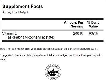 Swanson Vitamin E 200 Iu 200 Iu (90 Milligrams) 60 Sgels