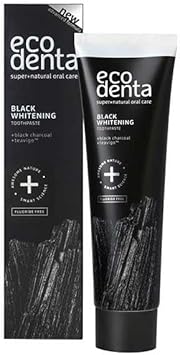 Ecodenta Charcoal Toothpaste, Teeth Whitening Tooth Paste I Naturally Whitens Teeths And Removes Plaque I Black Natural Toothpaste Fluoride Free, 100Ml