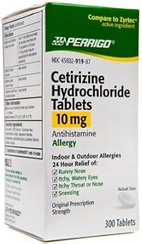 Perrigo- Cetirizine 10Mg, 300 Tablets : Health & Household