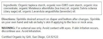 Swanson Certified Organic Baby Powder Talc-Free Lavender Scent 2.5 Ounce (71 G) Pwdr