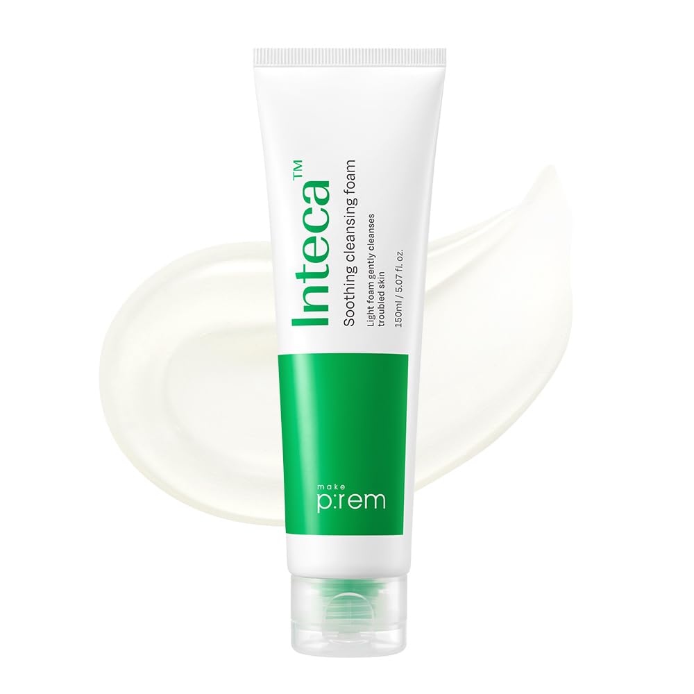 Make P:Rem Inteca Soothing Foam Cleanser, Mild Moisture Gel Type Foam Cleanser For Acne-Prone Skin, Removes Sebum And Impurities, Korean Skincare, 150Ml, 5.07 Fl.Oz. : Beauty & Personal Care