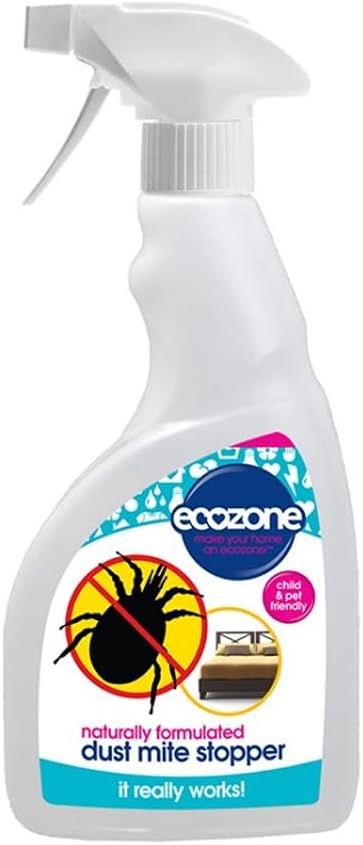 Ecozone Dust Mite Stopper, Anti Parasite Formula, Safe For Homes With Pets & Children, Natural Eco Friendly Vegan & Non Toxic Solution, Cruelty Free, Long Lasting (500Ml Spray)