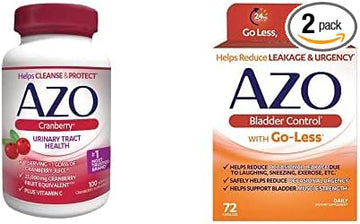 Azo Cranberry Urinary Tract Health Dietary Supplement (100 Count) + Bladder Control With Go-Less Daily Supplement (72 Count)