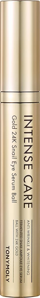 Tonymoly Intense Care 24K Gold Snail Eye Serum Anti-Aging, Brightening, Reduces Puffiness, Dark Circles & Wrinkles With Hyaluronic Acid & Peptides, 360° Eye Roller Massage Applicator, 20Ml
