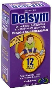 Delsym Cough Suppressant Grape-Flavored Liquid 3 Oz : Health & Household