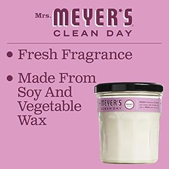 Mrs. Meyer'S Clean Day Soy Aromatherapy Candle, 35 Hour Burn Time, Made With Soy Wax And Essential Oils, Peony, 7.2 Oz : Health & Household
