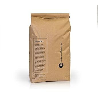 5Lb Fair Trade Organic Certified Ethiopian Yirgacheffe Whole Bean Dark Roast Coffee, 100% Arabica Specialty Coffee, 80 Ounces, 5 Pounds, Bulk Coffee