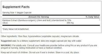 Swanson Bamboo Extract For Hair And Nails Silica Supplement Supports C