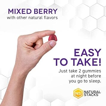 Natural Stacks Sleep Magnesium Gummies - Premium Drug Free Sleep Aid With Melatonin - Magnesium Citrate Gummies For Sleep Quality - Magnesium Gummies For Adults With Chamomile - 30 Mixed Berry Gummies