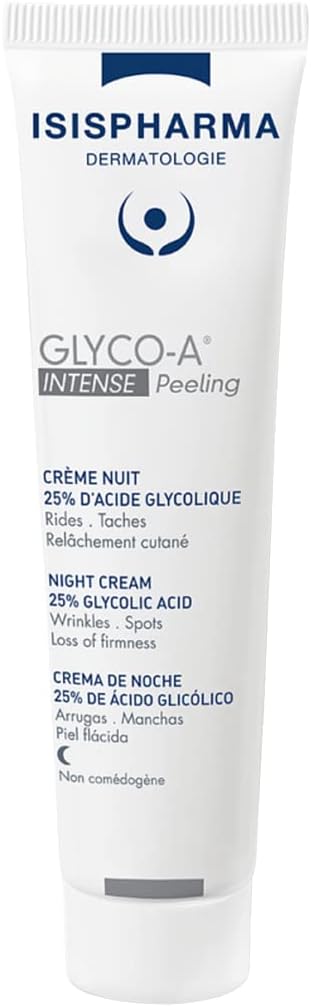 Isispharma Glyco-A Intense Peeling - Night Cream With 25% Glycolic Acid For Mature Skin - Smoothes, Evens And Tones The Skin - Anti-Spot And Anti-Aging Effect - Made In France