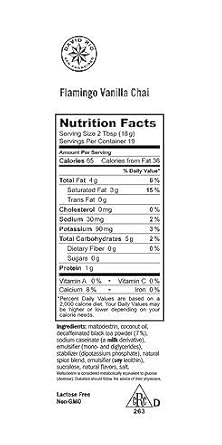 David Rio Chai Mix, Decaf Sugar Free, Flamingo Vanilla For Tea Or Latte, 48 Ounce (Pack Of 1)