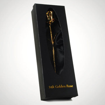 24K Golden Rose With Black Box