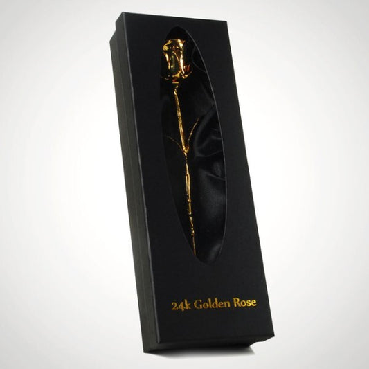 24K Golden Rose With Black Box