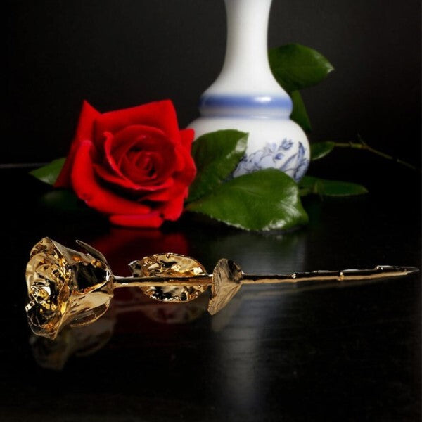 24K Golden Rose With Black Box