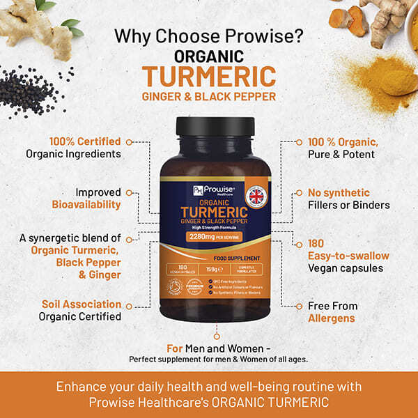 Prowise Organic Turmeric 2280Mg Black Pepper & Ginger X 180