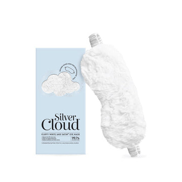 Silver Cloud White Fluffy Satin Sleep Eye Mask