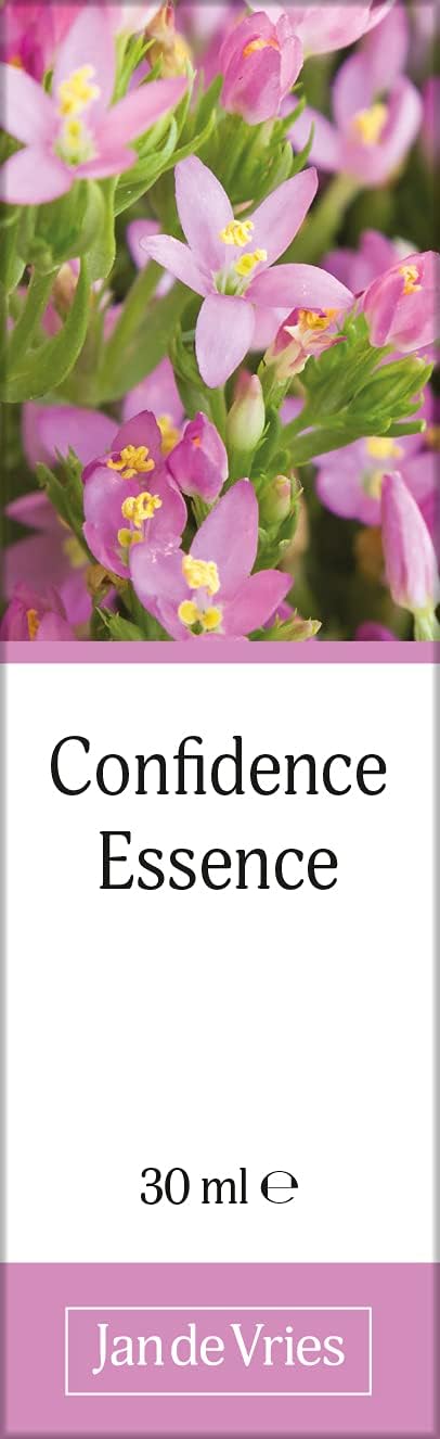 Jan De Vries Confidence Essence | Flower Essence | Boost & Restore Confidence | Lift Self-Esteem | Aspen, Centaury, Honeysuckle & Elm | 30Ml
