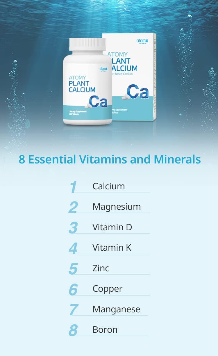 A.T.O.M.Y Plant Calcium Plant-Based Calcium 180 Tablets : Health & Household
