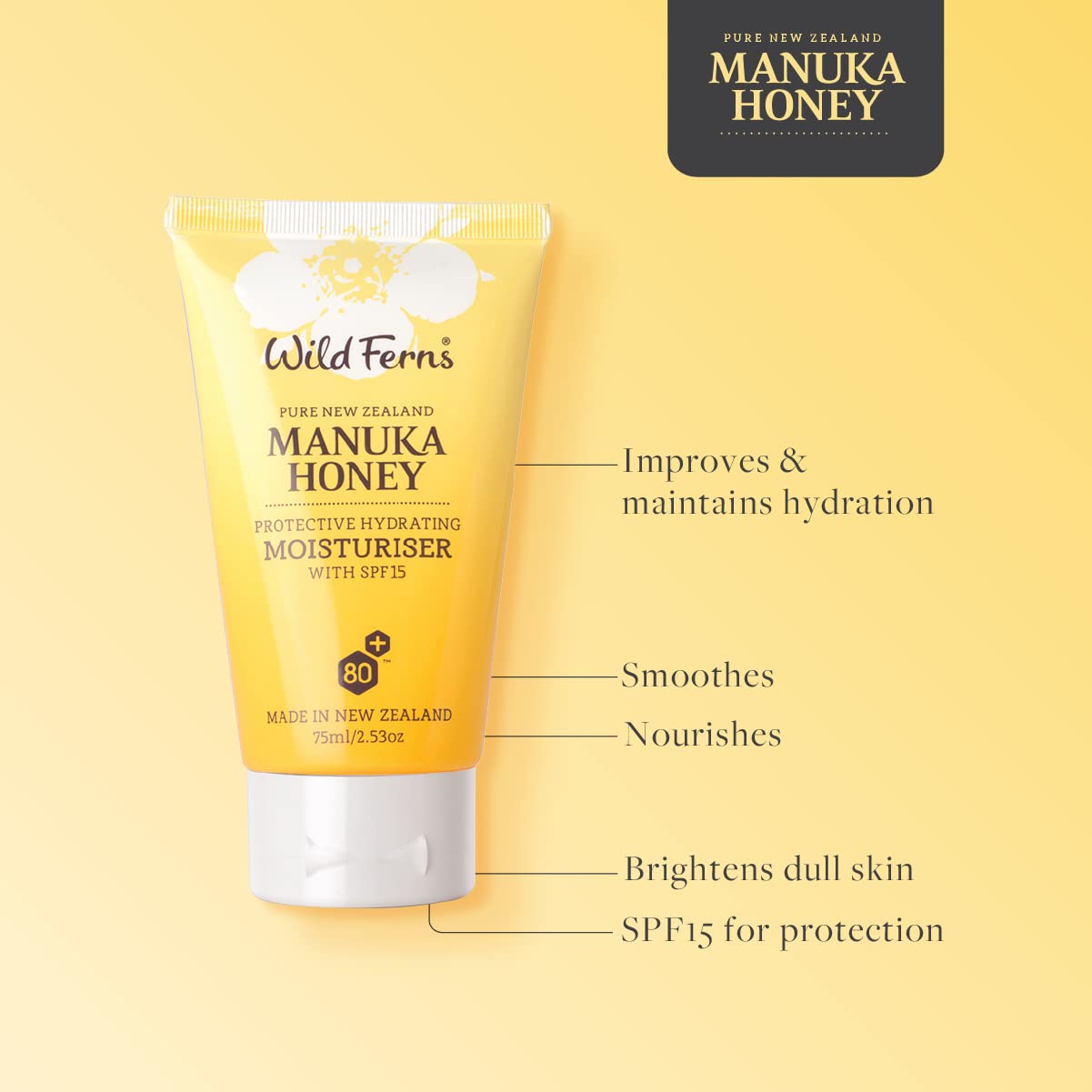 Wild Ferns Pure New Zealand Manuka Honey Protective Hydrating Moisturiser Spf 30 75 Milliliters : Beauty & Personal Care