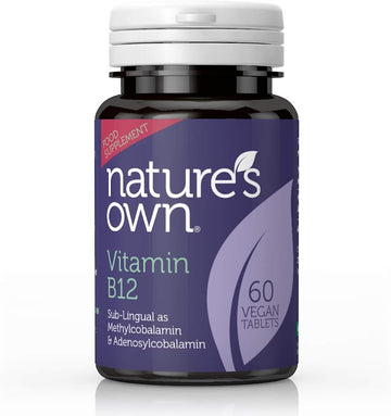 Nature'S Own Vitamin B12 Sub-Lingual As Methylcobalamin & Adenosylcobalamin (60 Vegan Tablets)