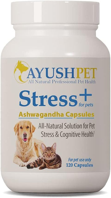 Ayush Pet Stress Support, Ashwagandha Calming Aid For Pets, Promotes Energy And Vitality, 120 Capsules