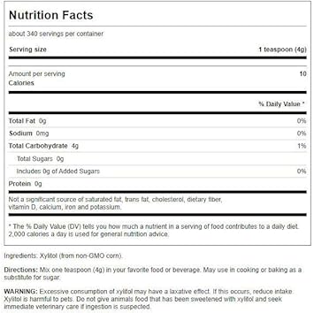 Swanson 100% Pure Non-Gmo Xylitol Granules 48 Ounce (3 Lbs) (1362 G) Granules (4 Pack)