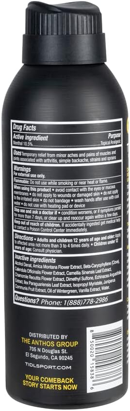 Tidl Plant Powered Cryotherapy Spray 2-Pack  Instant Cooling Pain Relief  Full Body Recovery  Organic Plant-Based Formula  Relieves Muscle And Joint Pain, 3Oz