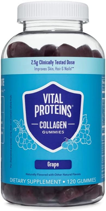 Vital Proteins Collagen Gummies, 2.5G Of Clinically-Tested Collagen For Hair, Skin, Nails & Wrinkles, 120 Ct, 30-Day Supply, Grape Flavor