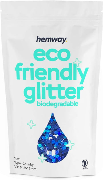 Hemway Eco Friendly Biodegradable Glitter 100G / 3.5Oz Bio Cosmetic Safe Sparkle Vegan For Face, Eyeshadow, Body, Hair, Nail And Festival - Super Chunky (1/8" 0.125" 3Mm) - Mother Of Pearl Iridescent
