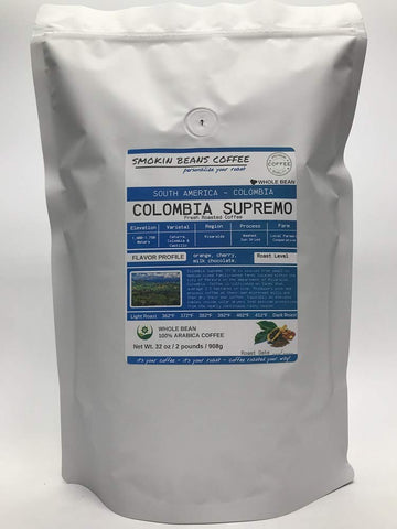 Colombia Supremo (Fresh Roasted Coffee) Arabica South America Roasted-To-Order Daily Full-City Roast Whole Bean We Can Grind Or Provide Lighter Or Darker Roast Upon Request Message At Checkout