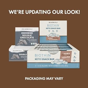 Dr. Mercola, Biothin Keto Snack Bars, Double Chocolate 1 box (12 Bars), Chocolate Coated Ketogenic Nutrition Bars, non GMO, Soy Free, Gluten Free : Health & Household
