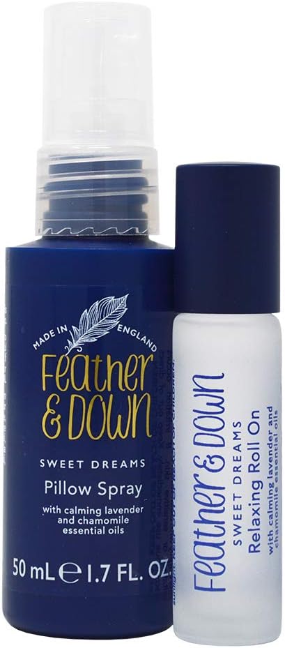 Feather And Down Night Garden Retreat Mothers Day Gift Set - Lavender And Chamomile Bubble Bath And Pillow Spray Bath Set With Eye Mask And Luxury Travel Pouch - Relaxing Gifts For Women