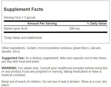 Swanson Ultra Alpha Lipoic Acid Health Supplement 300 Mg 120 Capsules