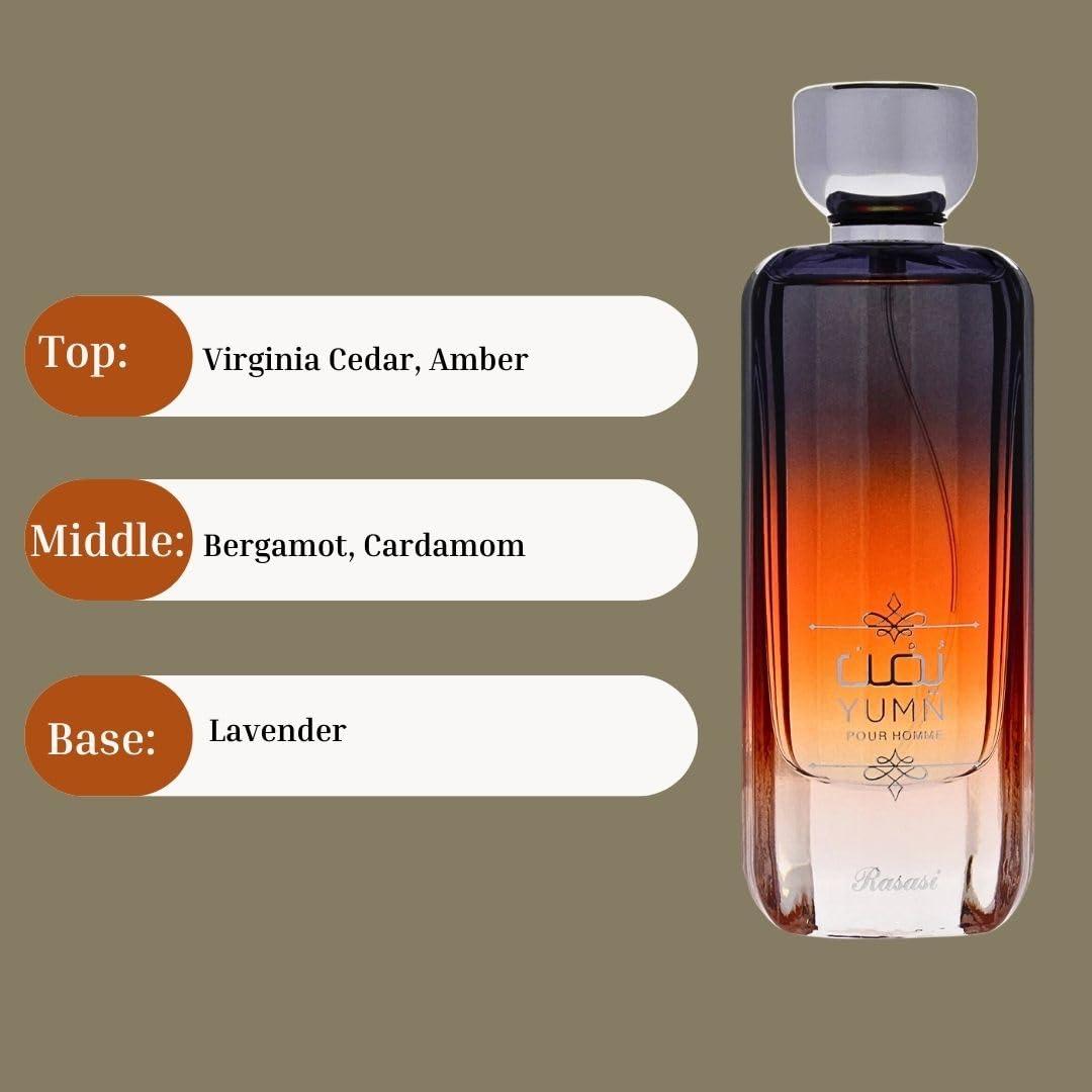 Rasasi Yumn Eau De Parfum Spray 100Ml (3.38 Oz) Arabian Warm Spicy And Refreshing Men'S Perfume, Long Lasting, Luxurious Scent : Beauty & Personal Care