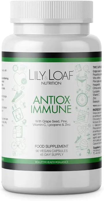 Antiox-Immune | Grapeseed, Zinc, Vitamin C, Lycopene | 90 Vegan Capsules | 45-Day Supply