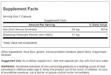 Swanson Blackstrap Molasses - Natural Iron Supplement Promoting Healthy Skin - Premium Wellness Formula - (120 Capsules, 29Mg Each) 2 Pack