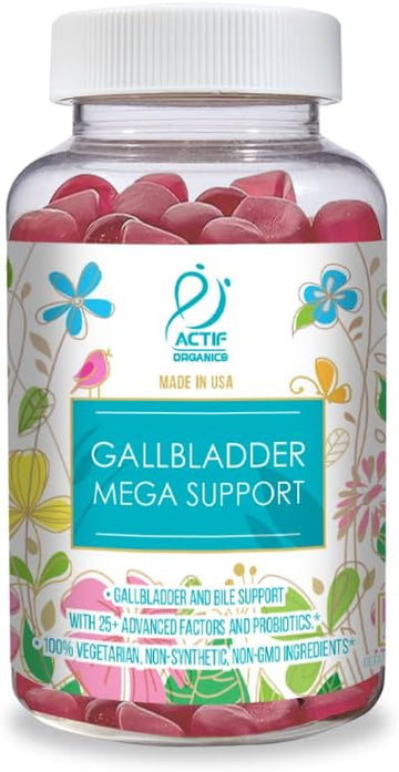Actif Gallbladder Mega Support With 25+ Factors, 10 Billion Cfu Probiotics, Bile Support β Made In The Usa, 60 Gummies, Strawberry Flavor