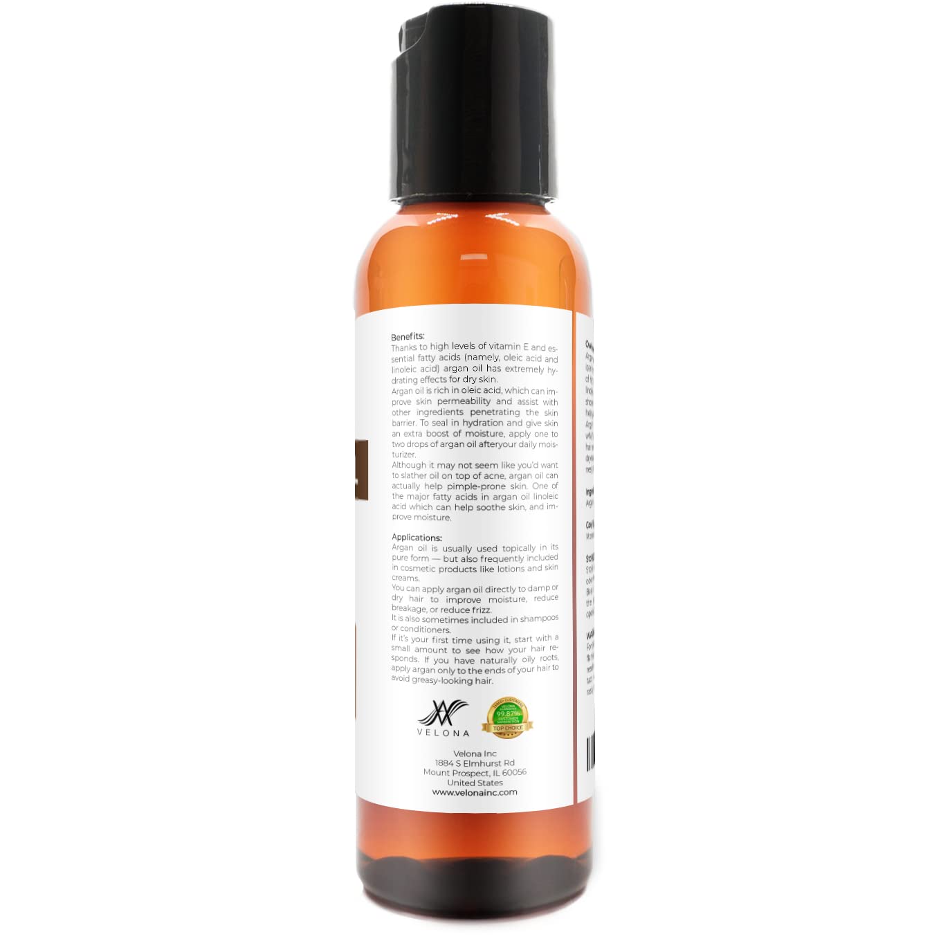 velona Argan Oil - 2 oz | 100% Pure and Natural | Morocco Oil | Stimulate Hair Growth, Skin, Body and Face Care | Nails Protector | Unrefined, Cold Pressed | Cap Kit : Beauty & Personal Care